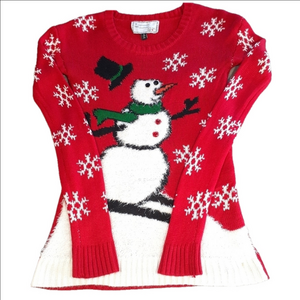 Love Derek Skiing Snowman Sweater Size Small